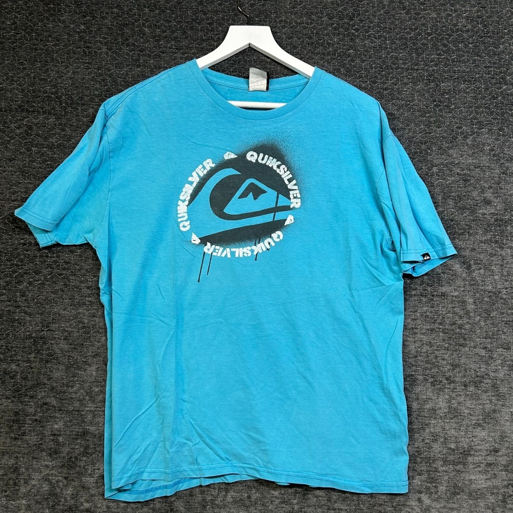 Quiksilver Surf Skater Spray Graphic T-Shirt Mens Blue Crewneck Short Sleeve - M